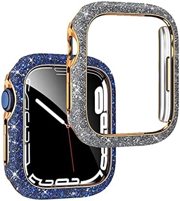CNHKAUПОДХОДИТ за Apple Watch 7 Калъф за часа, Star Diamond Калъф за часовника 41 мм/45 мм, Твърд корпус Crystal Флаш диамант