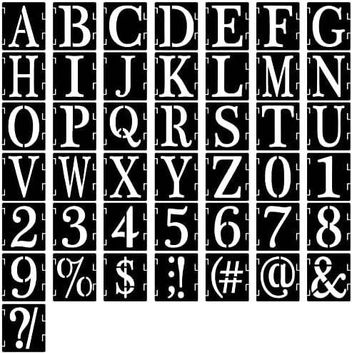 3-Инчов Шаблони с Букви, Числа Символи, Шаблони за рисуване върху дърво, 47 бр., за Многократна употреба Шаблони с