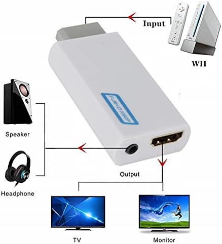 Конвертор WDBBY WII, HDMI, Full HD 1080P Wii 2 3,5 мм Аудио за КОМПЮТЪР HDTV Монитор Дисплей към адаптер (Цвят: както е показано,