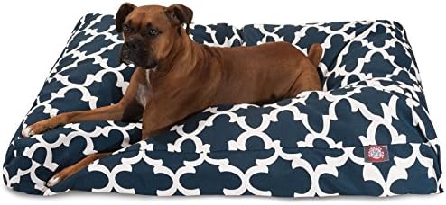 Тъмно Синя Решетчатая Много Голяма Правоъгълна Легло За домашни Кучета В закрити Помещения и На Открито С Подвижен Миещ се Калъф От Majestic Pet Products