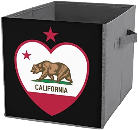 Кутии за съхранение във формата на Сърце с Флага Калифорния, Кубчета, Сгъваеми Тъканни Организаторите с Дръжки,