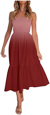 Дамско Пролетно-лятна рокля Géneric 2023, Однотонное Градиентное Рокля с бюстгальтером впечатлява със своя Бохемски