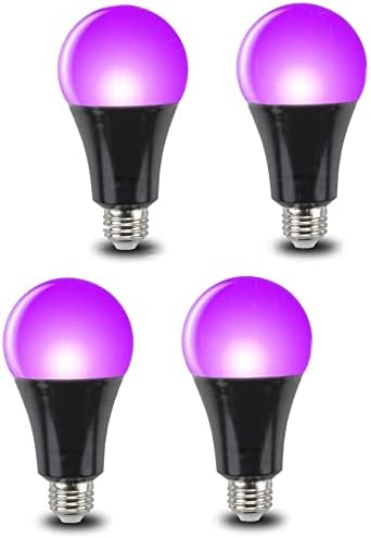 Qixivcom 4 опаковки 12 W UV-led черни Крушки E26 A19, led Крушки с ниво на UVA 385-400 нм, Лампи, Черно на Светлината,