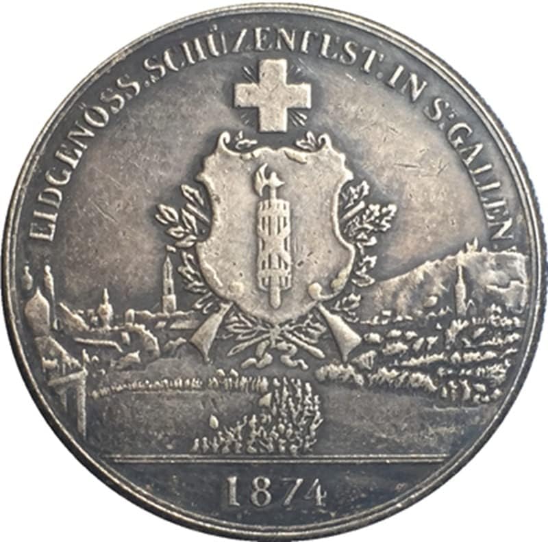 QINGFENG 1874 Конфедерация Монета с Медна сребърно покритие Антични Монети Събиране на монети Занаятите Могат