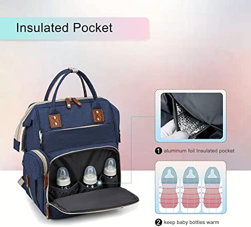 Раница-чанта за памперси SALIFA с Устройство за Преобличане, Раница за детски Памперси 3 в 1 със Сгъваем, за да проверите