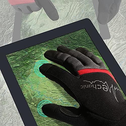 Мъжки ръкавици за механици DULFINE Flex Grip, черно-червени, Работни ръкавици за сигурност, сензорен екран, отлично сцепление,