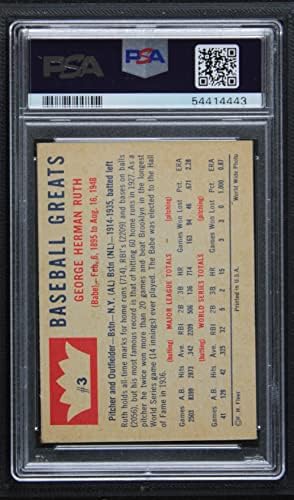 1960 Fleer 3 Бейб Рут на Ню Йорк Янкис (бейзболна картичка) PSA PSA 5.00 Янкис