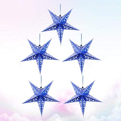 ABOOFAN Stars 5шт 30 см Лъскав Коледна Хартия Звезден Фенер 3D Лампа с Хартиен Звезден Пентаграм Лампа Снежинка Тавана
