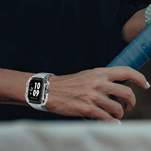 SKM Прозрачен Калъф за Apple Watch Band Ultra 45 мм Комплекта модификация Калъф от Фторопластика Каишка за iWatch Серия 44 мм