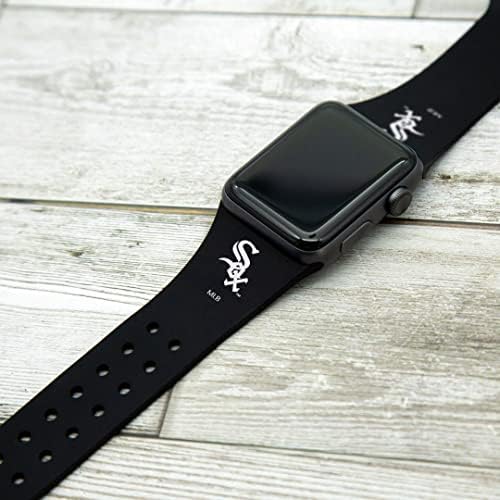 Силиконов ремък за спортни часа Game Time Chicago White Sox Съвместим с Apple Watch