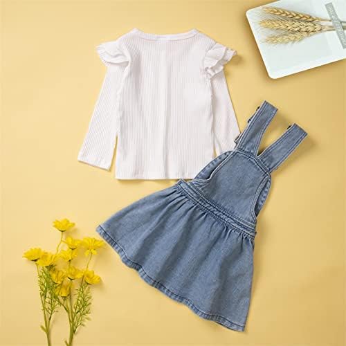 Комплект дрехи от две части за момичета, за ученици, за малки момичета, Пролетта и комплект зимни дънкови поли на подтяжках