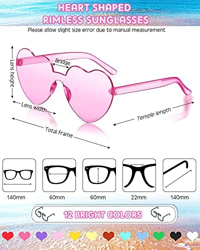 Colzzy 24 Чифт Слънчеви Очила Без Рамки във Формата На Сърца Прозрачни Очила без рамки Цвят Карамел С Тонировкой за