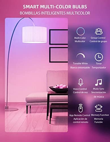 Led лампи Mochiba Smart WiFi, Съвместими с Alexa и Google Home Асистент, Многоцветен лампа, за да синхронизирате