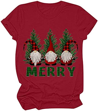 Дамски Коледни Ризи, Забавна Коледна Блуза С Графичен Дизайн За Момичета, Тениска С Къс Ръкав, Леопардовая Клетчатая Тениска