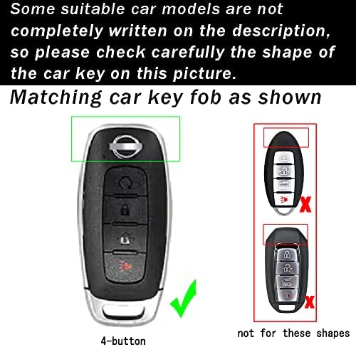 калъф за 4-кнопочного ключодържател ontto с брелоком, Съвместим с Nissan 2023 X-Trial Ритници Rouge Pathfinder Калъф за ключове от колата Intelligent Smart Remote Key Shell Черен