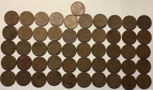 Ролка от 50 монети Lincoln Wheat Cent Пени 1952 година на издаване Изключително Фин