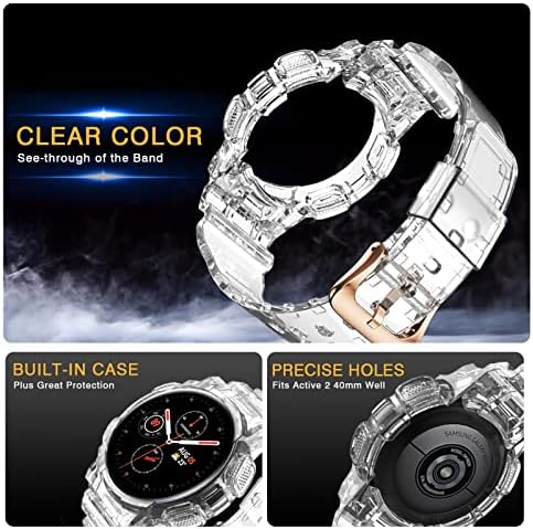Въжета HEPUP + Калъф За Samsung Galaxy Watch Active 2 40 мм с Пълно Покриване на TPU Прозрачен Смарт Каишка За Часовник