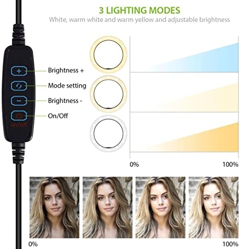 Светъл пръстен за селфи Трикольор осветление, което е съвместимо с вашия LG K4 2017 10 инча, с дистанционно управление за директно излъчване /грим/ YouTube / TikTok/ Видео /на сни