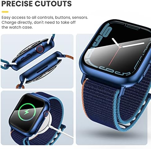 Спортен найлонов ремък Goton за Apple Watch Серия 7 Ленти, 45 мм, със Защитен калъф за екрана, Женски Мъжка гривна с