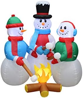 Огромни Коледни Надуваеми на снежни човеци Височина 5 метра, Снежен човек, лагерен Огън, Marshmallows за Печене
