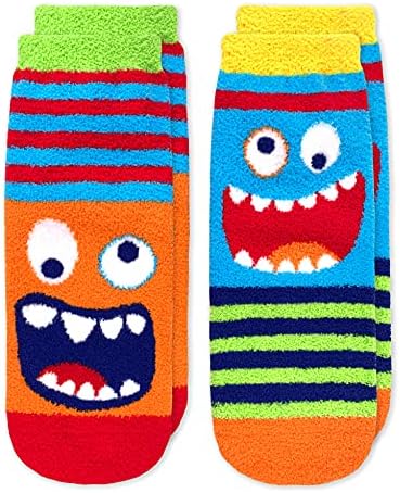 Джефрис Чорапи За момчета Чудовище Пухкави Нескользящие Чорапи-Чехли 2 Опаковки