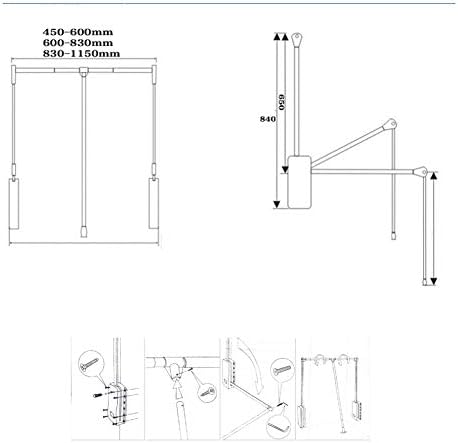 Повдигаща се рамка за стенен шкаф, Автоматична корекция на ширината отскок, Безшумен Плавен отменя, натоварване 30 кг, кафяв (размер: 600-830 мм)