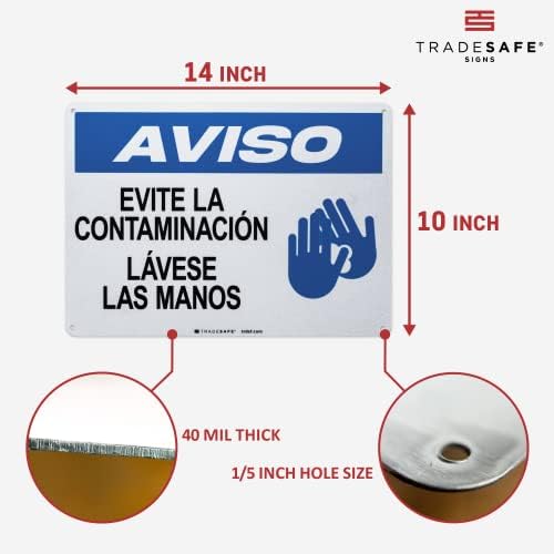 Регистрирай TRADESAFE Измийте ръцете си при всякакви загрязнениях, испански знак Lávese Las Manos, Бързо Инсталиране