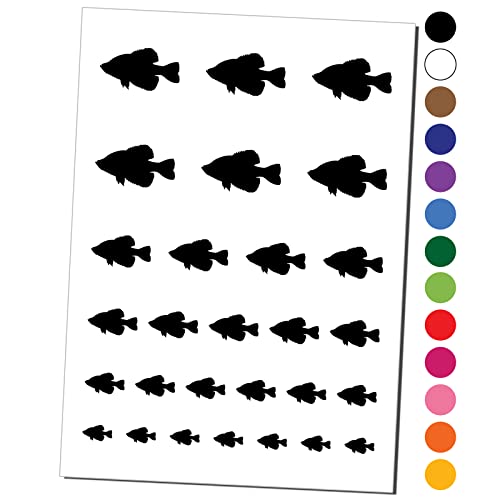 Колекция временни татуировки Crappie Fish Силует с Водоустойчиви Фалшиви Комплекти за Боди-арт - Светло Синьо