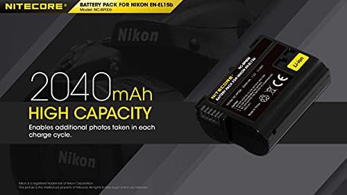 Батерия за фотоапарат Nitecore NC-BP006 е Съвместим с Nikon EN-EL15B D500 D600 D610 D750 D800 D810 D7000 D7100 D7200 Z5