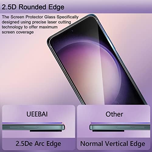 UEEBAI 2 Опаковки със Защитно фолио за Samsung Galaxy S23 Plus 5G, Закалено Стъкло HD Прозрачен Защитен калъф