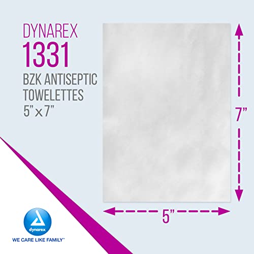 Антисептични кърпички Dynarex BZK - 5 кърпички за дезинфекция на ръце с размери 7 х 5 инча или хартиени Кърпички за оказване