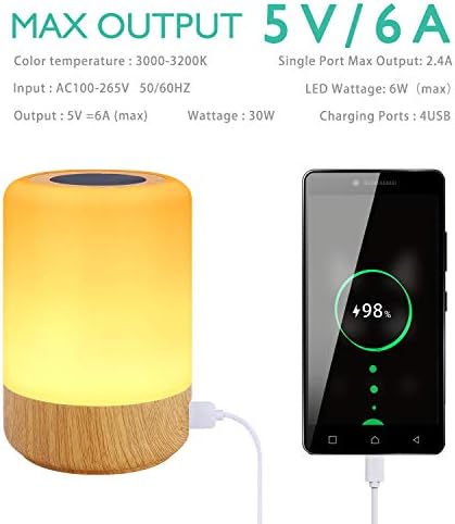 Настолна лампа LK & smart USB, 4 USB порта за зареждане, Нощни лампи Smart Touch, Малка нощна лампа, таблица лампа с led подсветка