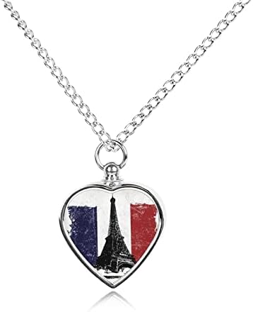 Айфеловата Кула, Флаг на Франция, Урна за домашни любимци, Колие за Праха, Бижута за Кремация във формата на Сърце От Сплав,