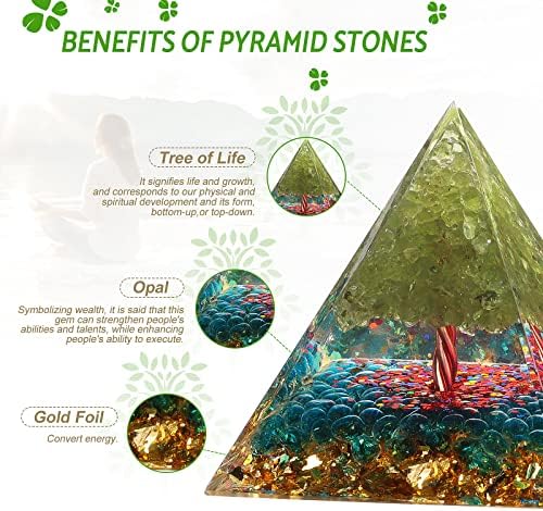 Crystal Оргоновой пирамида на Дървото на живота и Лечебни камъни за Производство на енергия, намаляване на стреса, Медитация, за Привличане на Богатство, Кристали Орго