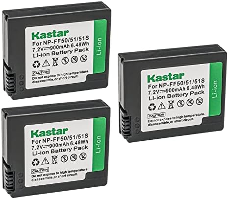 Kastar NP-FF50 Акумулаторна батерия 3-Pack Заместител на Sony DCR-IP220, DCR-IP220E, DCR-IP220K, DCR-IP45, DCR-IP45E,