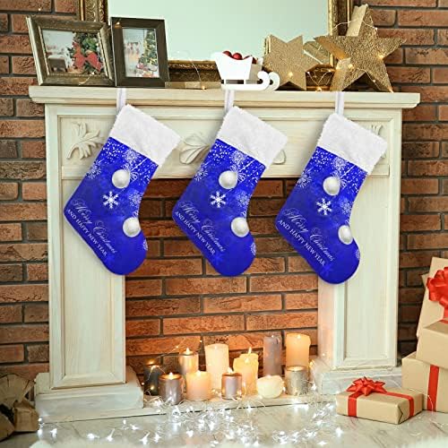 ZOEO Синьо 18 См Голям Коледен Отглеждане на Топката Декоративни Снежинки Окачени Чорапи за Коледно Камина Семейно
