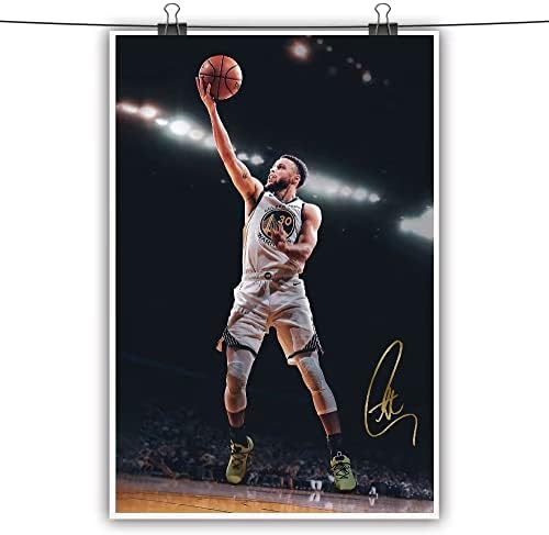 Плакат priman Стивън Къри 12x18 инча (30x45 см) Платно, Без Рамка Картини Мотивационни И Готина Баскетболна Звезда Стенно Изкуство