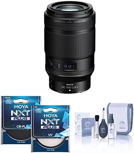 Обектив Nikon NIKKOR Z MC 105 mm f/2.8 VR ' S, пълен комплект с филтър Hoya NXT Plus 62 mm UV + CPL, Комплект за