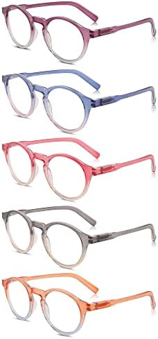 Очила за четене с блокиране на синя светлина, на 5 групи Ридеров на пролетта панти за Жени и Мъже, Леки Кръгли