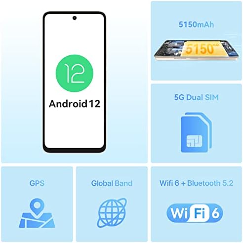UMIDIGI A13 PRO MAX 5G Мобилен телефон, 17 + GB 256 GB Android 12 Отключени Смартфон с 6,8 Полноэкранной 64-Мегапикселова