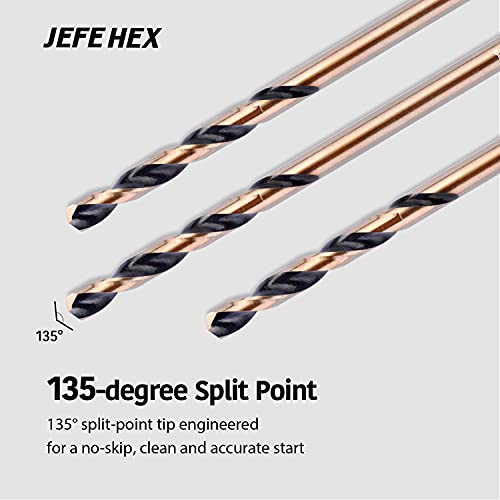 JEFE HEX 7/32 Комплект от 3 теми, набор от тренировки HSS Jobber Twist, 3 Тренировки с плосък опашка, Черни и Златни Тренировки