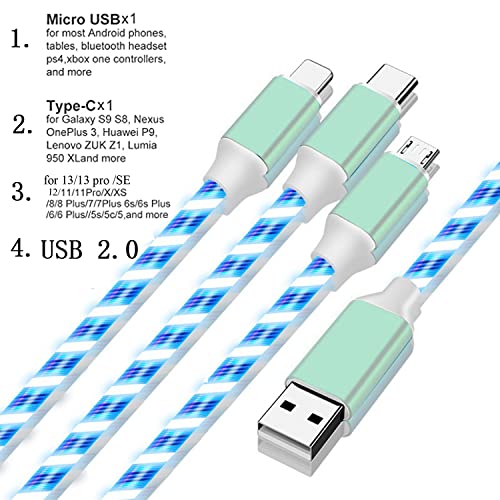 BDQQ Нажежен Кабел за зареждане, Универсален Кабел За зареждане, Умен Цветни Светещи USB-кабел, Кабел за бързо
