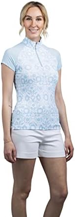 Дамски Лека Солнцезащитная Риза с Къс ръкав Кастел Denmark | Спортни Блузи с цип до четвърти инча | Защита UPF 30+