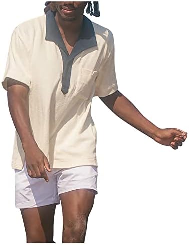 Мъжки Ризи Поло с Къс ръкав, Ежедневни Тениски Свободно Намаляване С V-образно деколте, Удобни Летни Блузи, Однотонная