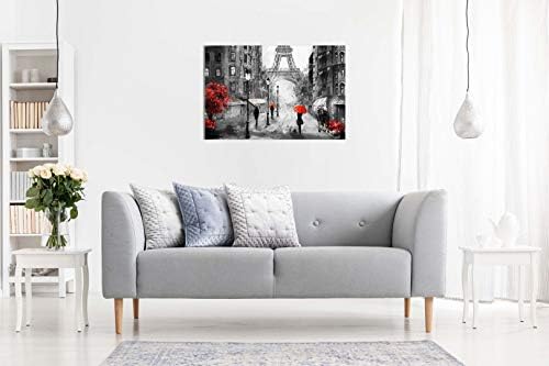 Черно, Бяло, Червено Живопис с маслени Бои Париж-Айфеловата Кула, Гледка към Улицата Платно Стени Книга За Изкуството