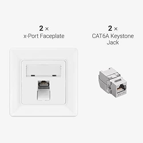 комплект стенни конектори kwmobile Keystone Jack (2 комплекта) - Стенни изход основа cat6a с 1 Ethernet порт с экранированными