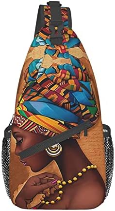 Fiephvsa Раница-Прашка, Черна Женска Многофункционална Чанта През Рамо, Африка Гърдите Раница За Фитнес, Пътуване,
