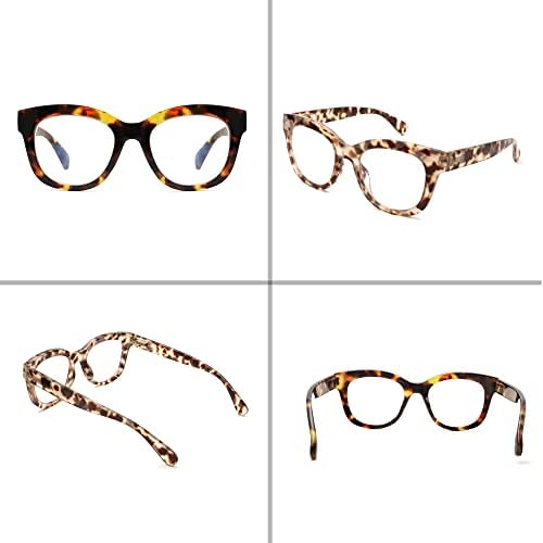 Areyeth 2 Чифта Големи очила за четене в ретро стил за жени, в стил за Опра, Големи сини очила за четене, блокиране на светлина