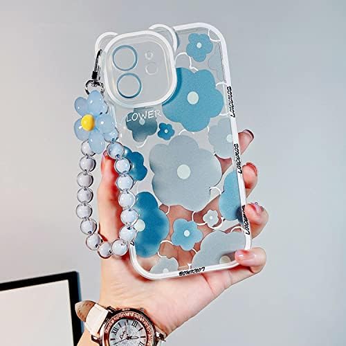 Най-Добрият Съвместим калъф за iPhone 12 Прозрачен Синьо с Цветен Модел, Защита на обектива с Хубав Мечи Ухото, Дизайн