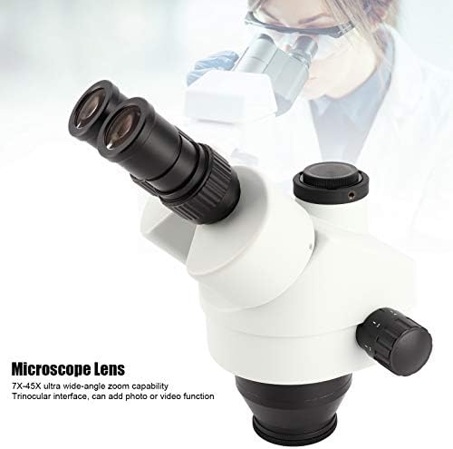 Обектив микроскоп, Сверхширокоугольный Окуляр микроскоп 7X-45Ч, Тринокулярный Интерфейс Бял цвят за лаборатория
